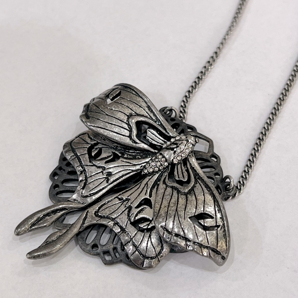 Fossil Luna Moth large pendant necklace